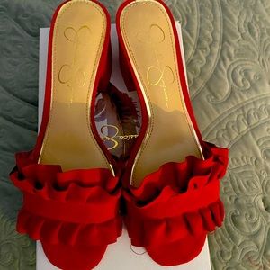 Jessica Simpson - JP Gorrin Red Ruffled Mule